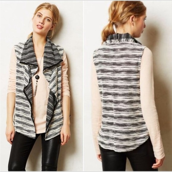 Anthropologie Dolan Mimeo Draped Tweed Knit Sleeveless Open Cardigan Sweater XS - Picture 3 of 12